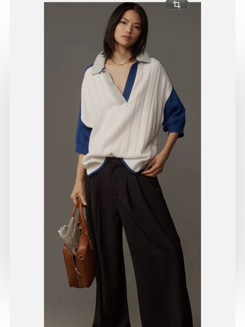 Anthropologie Maeve Colorblock Collared Sweater NWT Size M